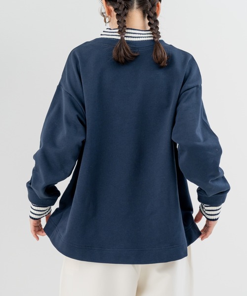 refinedworks(リファインドワークス)の「【refinedworks】裏毛 と リブニット をドッキングした プルオーバー!(Tシャツ/カットソー・レディース・オートミール/オレンジ/ネイビー・FREE)」の6枚目の写真