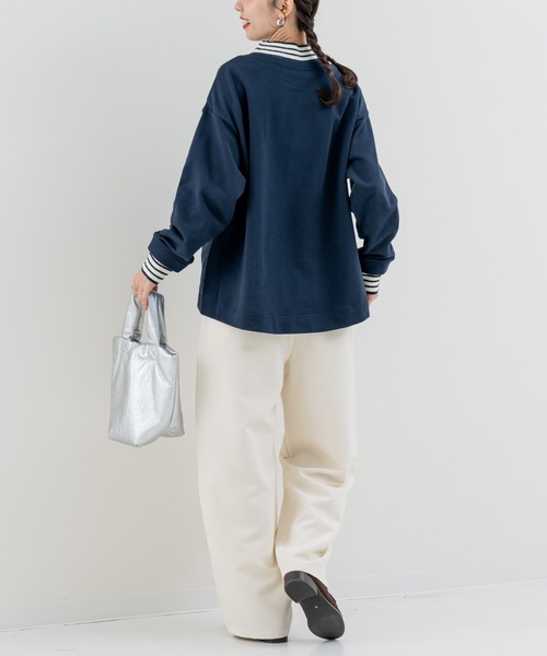 refinedworks(リファインドワークス)の「【refinedworks】裏毛 と リブニット をドッキングした プルオーバー!(Tシャツ/カットソー・レディース・オートミール/オレンジ/ネイビー・FREE)」の22枚目の写真