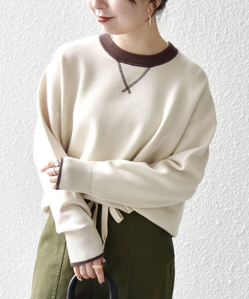 SHIPS any:〈手洗い可能〉ダブルフェイス Vガゼット ニット プル