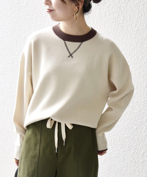 SHIPS any:〈手洗い可能〉ダブルフェイス Vガゼット ニット プル