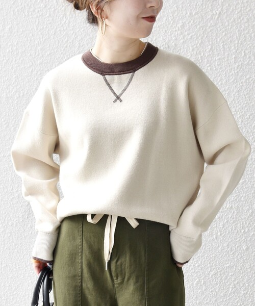 SHIPS any:〈手洗い可能〉ダブルフェイス Vガゼット ニット プル