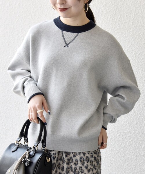 SHIPS any:〈手洗い可能〉ダブルフェイス Vガゼット ニット プル