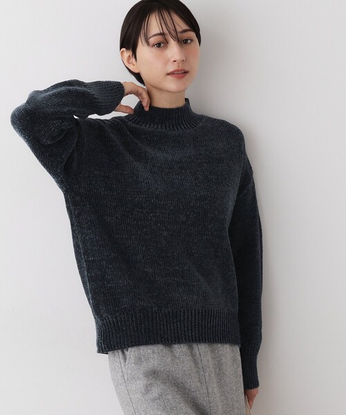 Dessin（デッサン）の「【洗える】ハイネックベロアモールニット（ニット/セーター・レディース・ネイビー/ライトイエロー系/ライトグレー/アイボリー系2・00/03/01/02）」の4枚目の写真