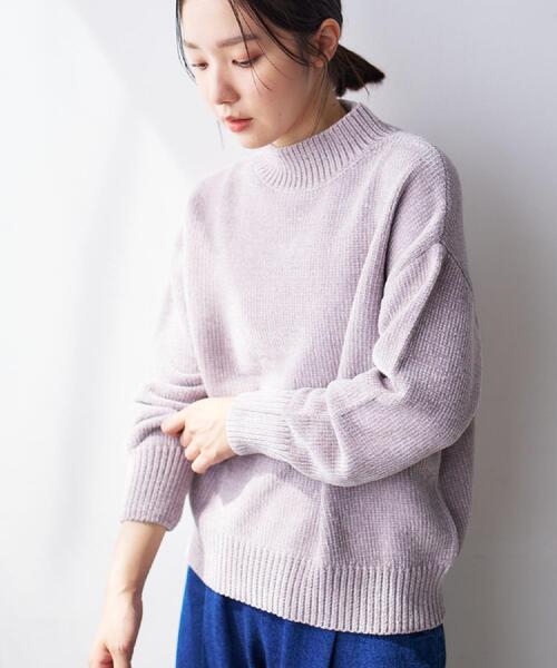 Dessin（デッサン）の「【洗える】ハイネックベロアモールニット（ニット/セーター・レディース・ネイビー/ライトイエロー系/ライトグレー/アイボリー系2・00/03/01/02）」の5枚目の写真