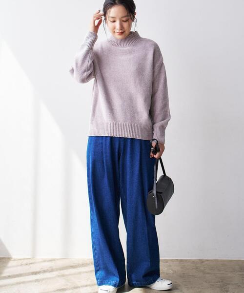 Dessin（デッサン）の「【洗える】ハイネックベロアモールニット（ニット/セーター・レディース・ネイビー/ライトイエロー系/ライトグレー/アイボリー系2・00/03/01/02）」の6枚目の写真