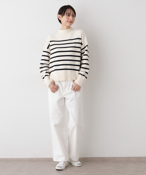 Dessin（デッサン）の「【洗える】ハイネックベロアモールニット（ニット/セーター・レディース・ネイビー/ライトイエロー系/ライトグレー/アイボリー系2・00/03/01/02）」の18枚目の写真