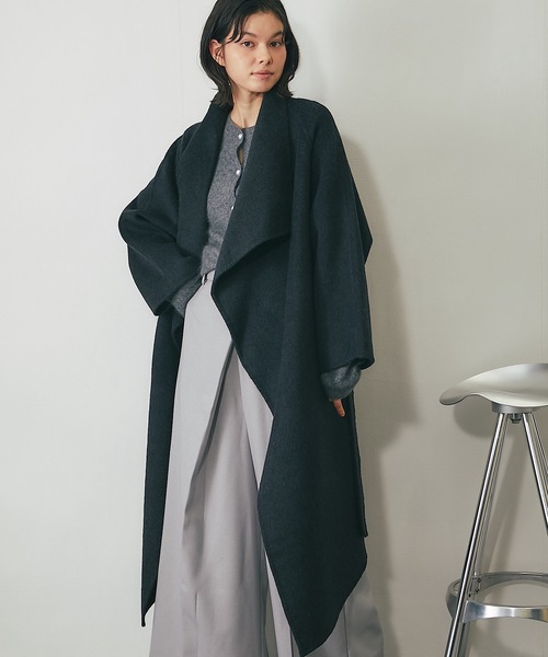 ウール100%ビッグカラーロングコート（チェスターコート）｜SMILE