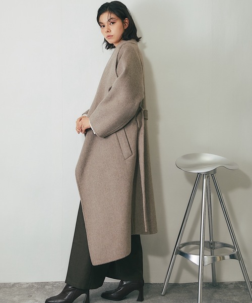 ウール100%ビッグカラーロングコート（チェスターコート）｜SMILE