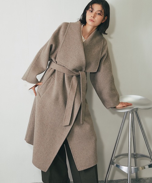 ウール100%ビッグカラーロングコート（チェスターコート）｜SMILE