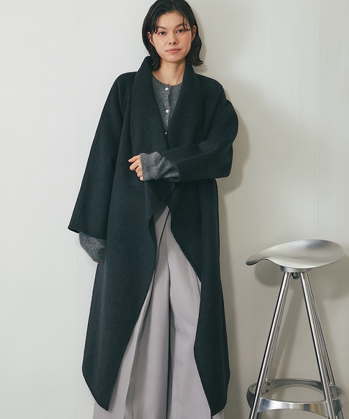 ウール100%ビッグカラーロングコート（チェスターコート）｜SMILE