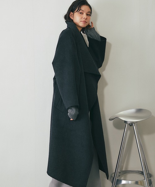 ウール100%ビッグカラーロングコート（チェスターコート）｜SMILE