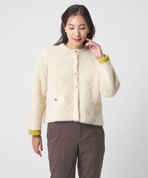 A DAY IN THE LIFE UNITED ARROWS(アデイインザライフユナイテッドアローズ)の「ダブルフェイス フェザー カーディガンジャケット <A DAY IN THE LIFE>(カーディガン/ボレロ・レディース・ブラウン系/グレー系/オフホワイト/ネイビー・FREE)」の8枚目の写真