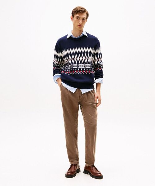 TOMMY HILFIGER（トミーヒルフィガー）の「プレイスフェアアイルコットンクルーネックセーター（ニット/セーター・メンズ・ネイビー/グリーン系その他2・LARGE/MEDIUM/SMALL/X-LARGE）」の9枚目の写真