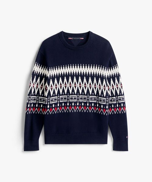 TOMMY HILFIGER（トミーヒルフィガー）の「プレイスフェアアイルコットンクルーネックセーター（ニット/セーター・メンズ・ネイビー/グリーン系その他2・LARGE/MEDIUM/SMALL/X-LARGE）」の3枚目の写真