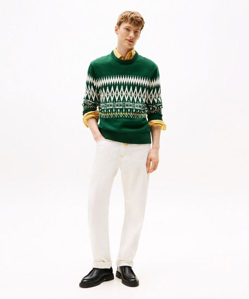 TOMMY HILFIGER（トミーヒルフィガー）の「プレイスフェアアイルコットンクルーネックセーター（ニット/セーター・メンズ・ネイビー/グリーン系その他2・LARGE/MEDIUM/SMALL/X-LARGE）」の5枚目の写真