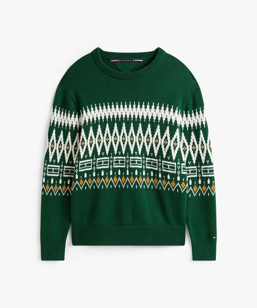 TOMMY HILFIGER（トミーヒルフィガー）の「プレイスフェアアイルコットンクルーネックセーター（ニット/セーター・メンズ・ネイビー/グリーン系その他2・LARGE/MEDIUM/SMALL/X-LARGE）」の7枚目の写真