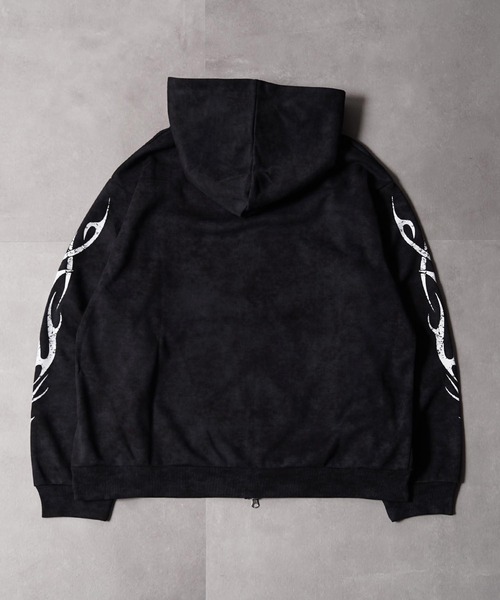 1111clothing(ワンフォークロージング)の「トライバル×薔薇 Wジップパーカー / Tribal × Rose Double-Zip Hoodie(パーカー・メンズ・ブラウン/ブラック/ワイン・L/M)」の6枚目の写真