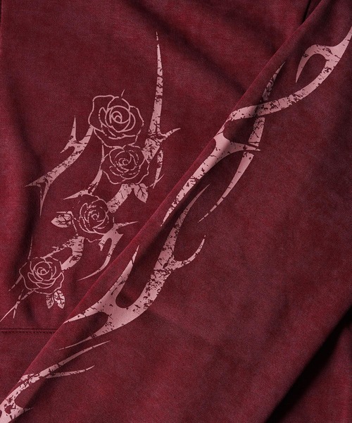 1111clothing(ワンフォークロージング)の「トライバル×薔薇 Wジップパーカー / Tribal × Rose Double-Zip Hoodie(パーカー・メンズ・ブラウン/ブラック/ワイン・L/M)」の11枚目の写真