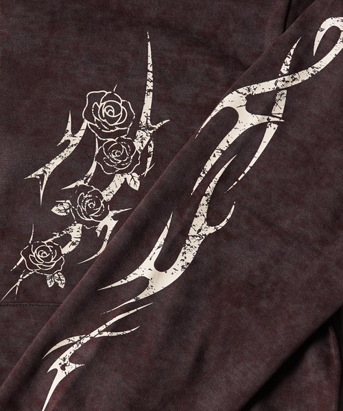 1111clothing(ワンフォークロージング)の「トライバル×薔薇 Wジップパーカー / Tribal × Rose Double-Zip Hoodie(パーカー・メンズ・ブラウン/ブラック/ワイン・L/M)」の9枚目の写真