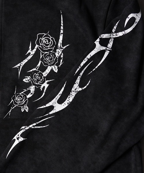 1111clothing(ワンフォークロージング)の「トライバル×薔薇 Wジップパーカー / Tribal × Rose Double-Zip Hoodie(パーカー・メンズ・ブラウン/ブラック/ワイン・L/M)」の7枚目の写真