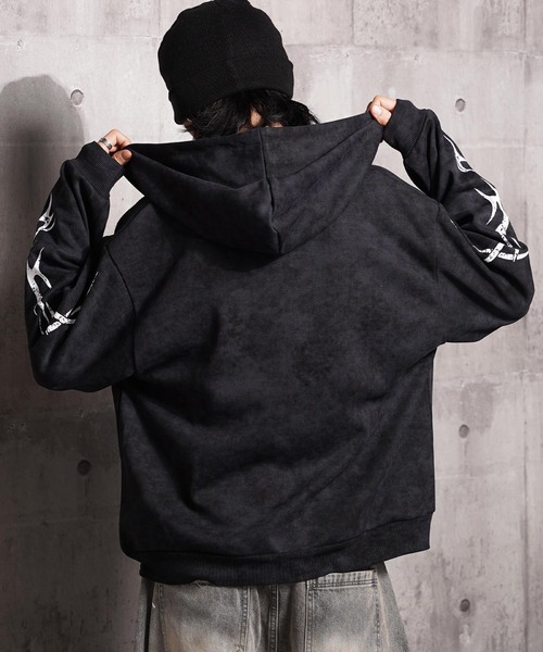 1111clothing(ワンフォークロージング)の「トライバル×薔薇 Wジップパーカー / Tribal × Rose Double-Zip Hoodie(パーカー・メンズ・ブラウン/ブラック/ワイン・L/M)」の15枚目の写真