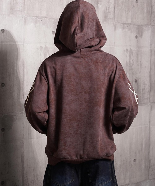 1111clothing(ワンフォークロージング)の「トライバル×薔薇 Wジップパーカー / Tribal × Rose Double-Zip Hoodie(パーカー・メンズ・ブラウン/ブラック/ワイン・L/M)」の20枚目の写真