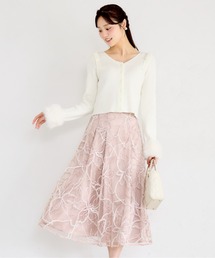 ピンク クローゼットモチーフ スカート ZOZO限定カラー】フラワーケミカルレースタイトスカート