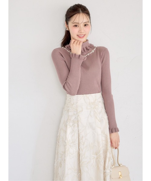 tocco closet（トッコ　クローゼット）の「バックレースアップモールレースタックフレアスカート（スカート・レディース・アイボリー/グレー/ピンク・M）」の7枚目の写真