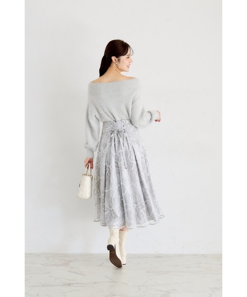 tocco closet（トッコ　クローゼット）の「バックレースアップモールレースタックフレアスカート（スカート・レディース・アイボリー/グレー/ピンク・M）」の14枚目の写真