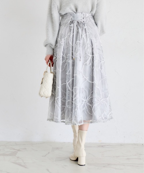 tocco closet（トッコ　クローゼット）の「バックレースアップモールレースタックフレアスカート（スカート・レディース・アイボリー/グレー/ピンク・M）」の20枚目の写真
