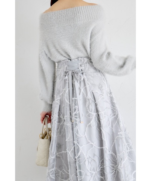 tocco closet（トッコ　クローゼット）の「バックレースアップモールレースタックフレアスカート（スカート・レディース・アイボリー/グレー/ピンク・M）」の16枚目の写真