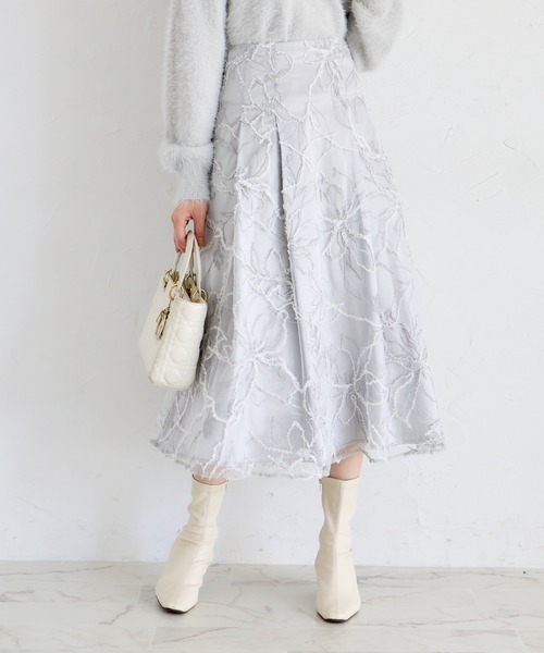 tocco closet（トッコ　クローゼット）の「バックレースアップモールレースタックフレアスカート（スカート・レディース・アイボリー/グレー/ピンク・M）」の17枚目の写真