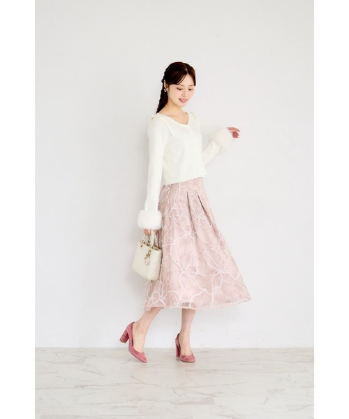 tocco closet（トッコ　クローゼット）の「バックレースアップモールレースタックフレアスカート（スカート・レディース・アイボリー/グレー/ピンク・M）」の22枚目の写真