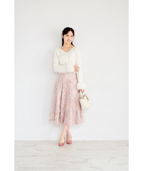 tocco closet（トッコ　クローゼット）の「バックレースアップモールレースタックフレアスカート（スカート・レディース・アイボリー/グレー/ピンク・M）」の21枚目の写真