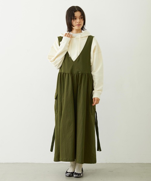 MILKFED.(ミルクフェド)の「MILITARY DRESS(ワンピース・レディース・オリーブ/ベージュ/チャコール・ONE SIZE)」の3枚目の写真