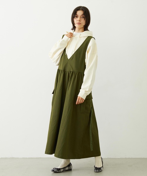 MILKFED.(ミルクフェド)の「MILITARY DRESS(ワンピース・レディース・オリーブ/ベージュ/チャコール・ONE SIZE)」の17枚目の写真