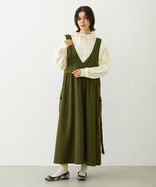 MILKFED.(ミルクフェド)の「MILITARY DRESS(ワンピース・レディース・オリーブ/ベージュ/チャコール・ONE SIZE)」の18枚目の写真