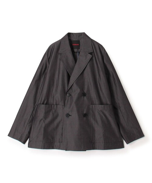 caban（キャバン）の「コットンシャンブレー ベルテッドダブルブレストジャケット（ダウンジャケット/コート・レディース・ピンク/ネイビー/チャコールグレー・FREE）」の2枚目の写真