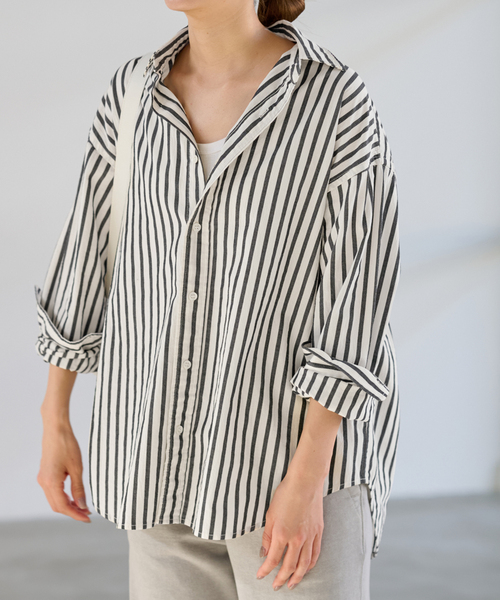 FRAMeWORK（フレームワーク）の「≪WEB限定 / 追加≫コットンストライプレギュラーカラーシャツ 2（シャツ/ブラウス・レディース・ホワイト系その他・FREE）」の6枚目の写真
