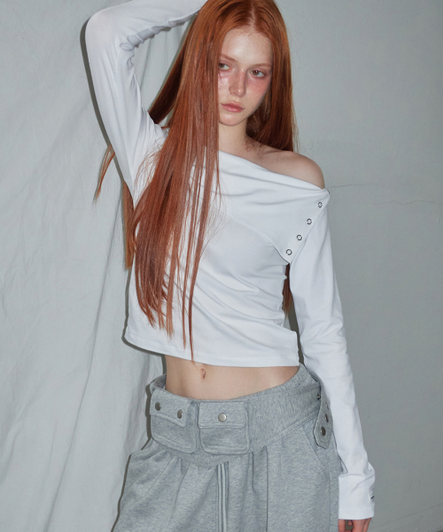 RENSE(レンセ)の「Snap Off Long Sleeve Tee White(Tシャツ/カットソー・レディース・その他・OS)」の1枚目の写真