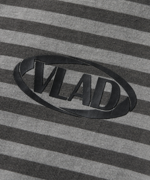 DIMITRI BLACK(ディミトリブラック)の「VLADブランドストライプリンガー半袖Tシャツ_グレー&チャコール(Tシャツ/カットソー・レディース・その他・SMALL/X-LARGE/MEDIUM/LARGE)」の6枚目の写真