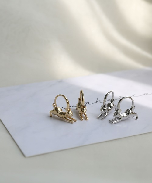 colleca la（コレカラ）の「CATフープピアス（ピアス（両耳用）・レディース・シルバー/ゴールド・FREE）」の5枚目の写真