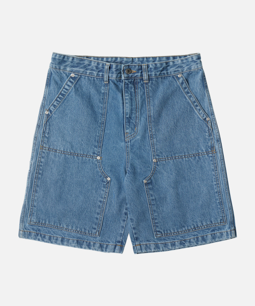FRIZMWORKS(フリズムワークス)の「WASHED DENIM DOUBLE KNEE SHORTS _ LIGHT BLUE(その他パンツ・メンズ・その他・MEDIUM/LARGE/X-LARGE)」の1枚目の写真