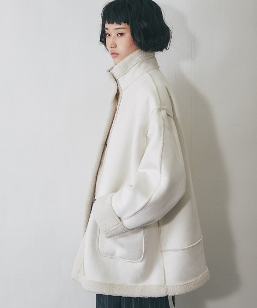 ムートンライナー　未使用に近い フェイクムートンスタンドコート（ムートンコート）｜ANOTHER S