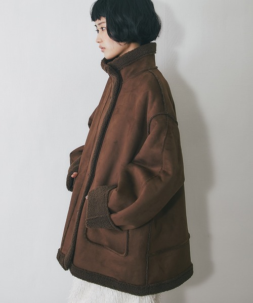 nonnative ブラウン スエード ムートンコート フェイクムートンスタンドコート（ムートンコート）｜ANOTHER S