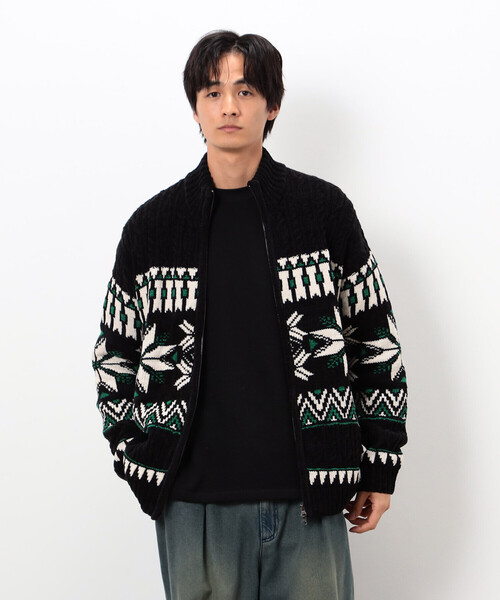 Purple&Yellow（パープルアンドイエロー）の「雪柄 ドライバーズニット（ニット/セーター・メンズ・ブルー/ブラック/アイボリー・SMALL/LARGE/MEDIUM）」の13枚目の写真