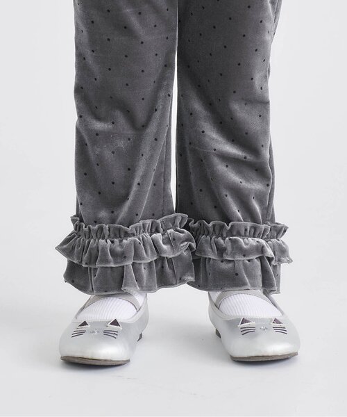 apres les cours(アプレレクール)の「【セットアップ可】ベロアフリルレギンス_ジュニア対応(その他パンツ・キッズ・グレー/ブラック/アイボリー・90/100/110/120/130/140)」の9枚目の写真
