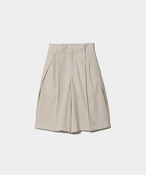 beautiful people(ビューティフルピープル)の「high twist gabardine three tuck shorts(その他パンツ・レディース・ブラウン系/アイボリー・38)」の2枚目の写真