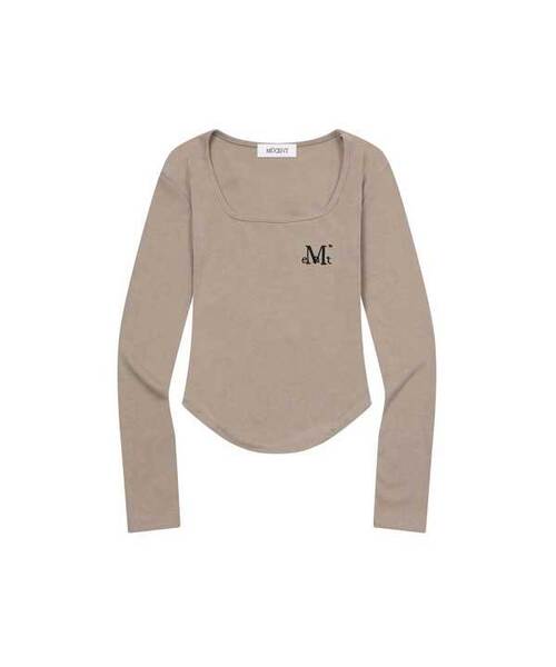 MUCENT(ムセント)の「エイナ スリムフィット スクエアネック ゴロリT (4カラー)(Tシャツ/カットソー・レディース・ブラック/ホワイト/グレー/Beige・FREE)」の1枚目の写真