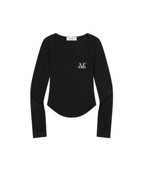 MUCENT(ムセント)の「エイナ スリムフィット スクエアネック ゴロリT (4カラー)(Tシャツ/カットソー・レディース・ブラック/ホワイト/グレー/Beige・FREE)」の3枚目の写真